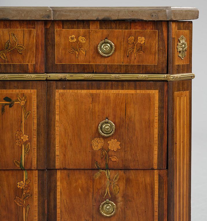A Gustavian marquetry commode attributed to J. Hultsten (master in Stockholm 1773-94).