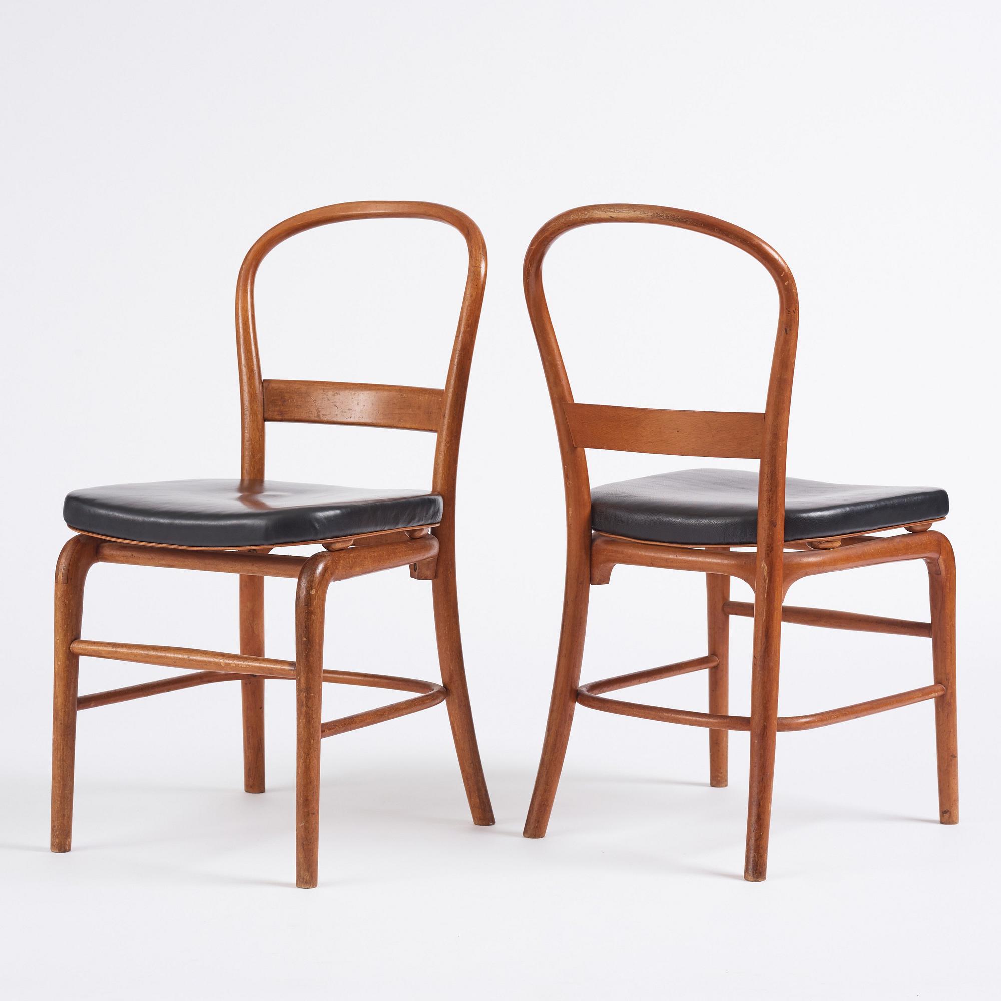 Vilhelm Lauritzen, a set of 6 'Radiohus' chairs, Fritz Hansen,  Denmark, 1940s.