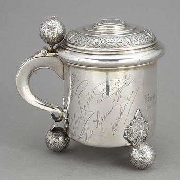 DRYCKESKANNA, silver, E Johansson, Gävle, 1917. Vikt ca 756g.