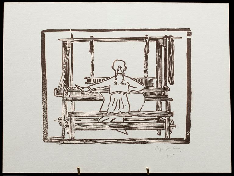 HUGO SIMBERG, träsnitt 2 st, signerade fecit.