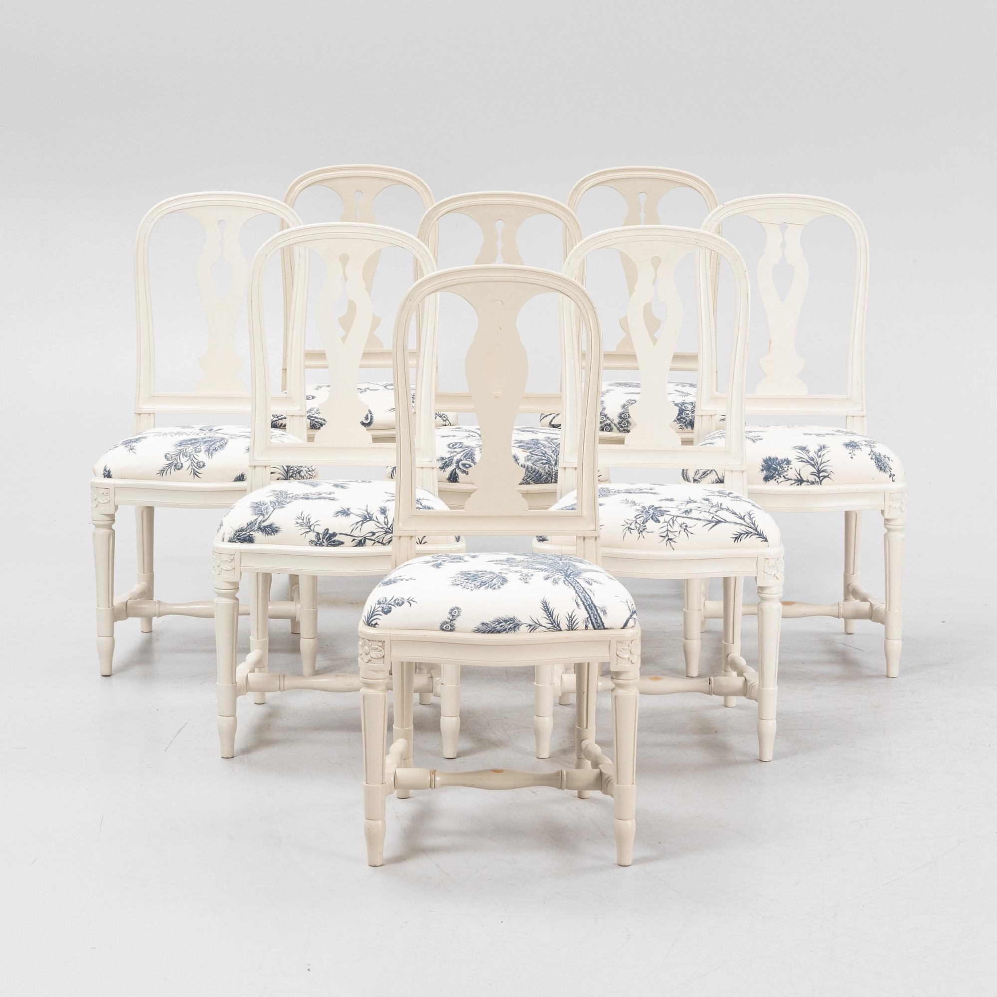 A set of eight 'Hallunda' Gustavian style chairs from Ikea, 1990s.