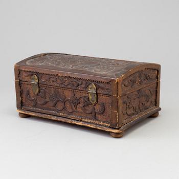 An 18th century wooden box.