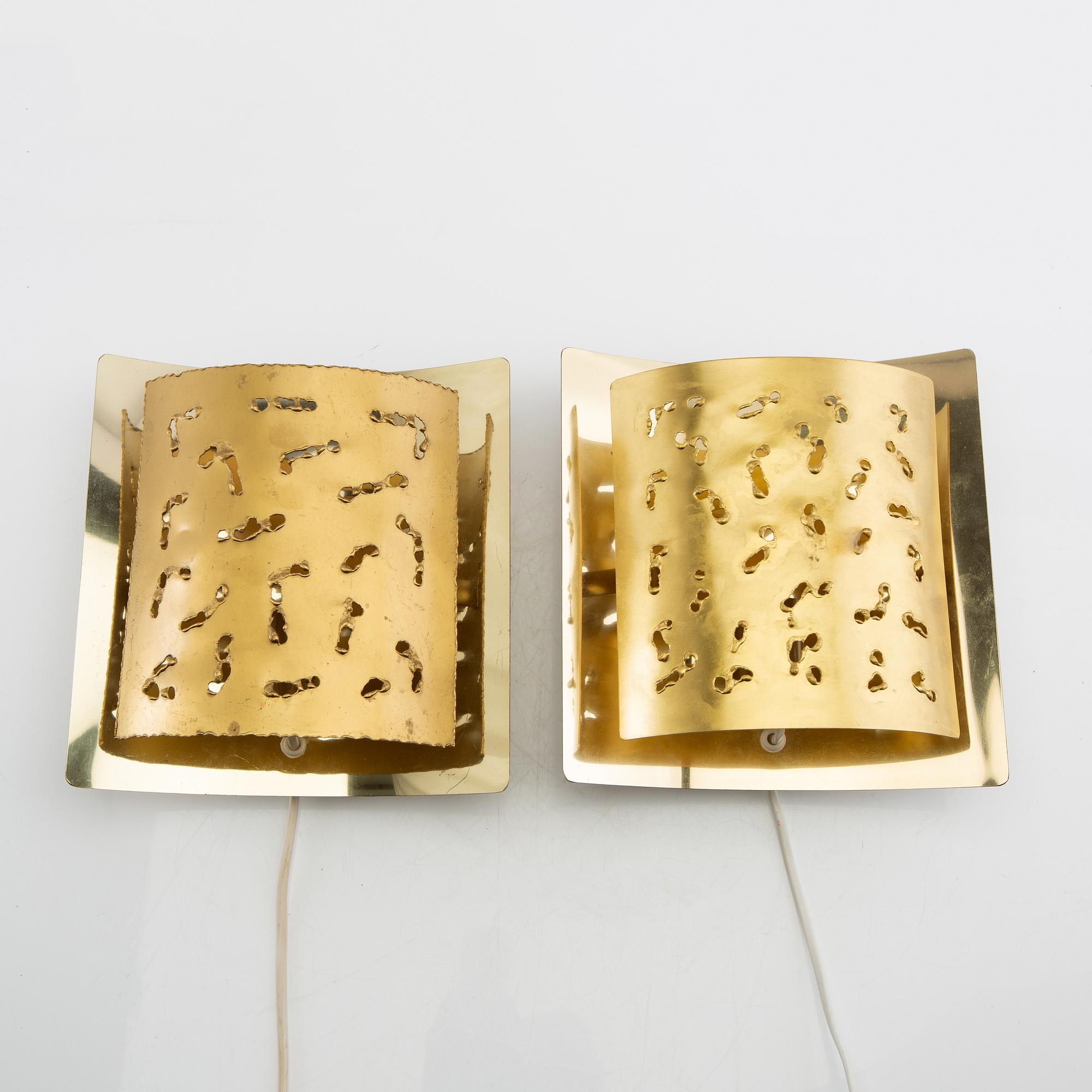 Vägglampor, ett par, modell "6477", Boréns, 1960/1970-tal.