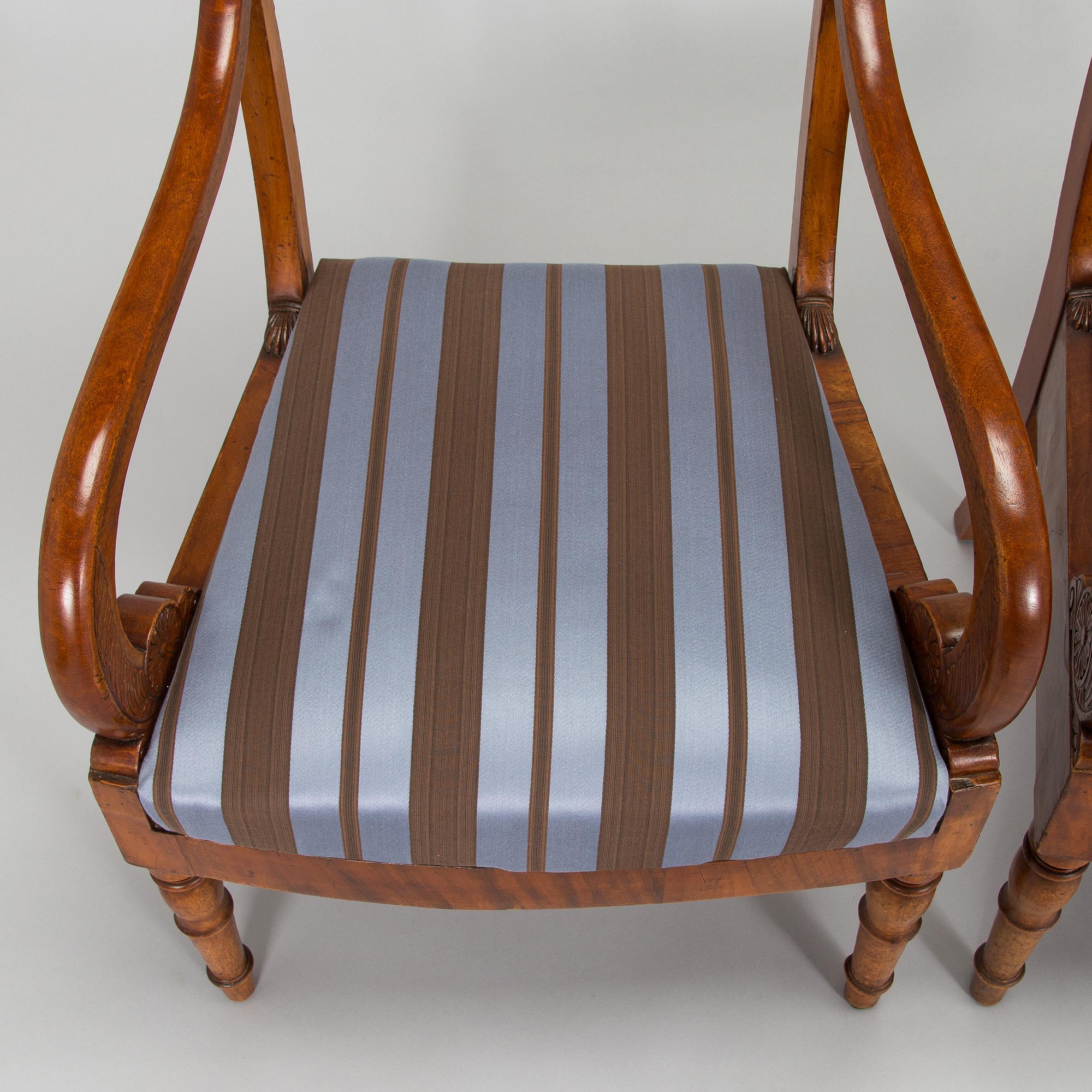 A set of three Biedermeier armchairs, probably St. Petersburg  1820s.