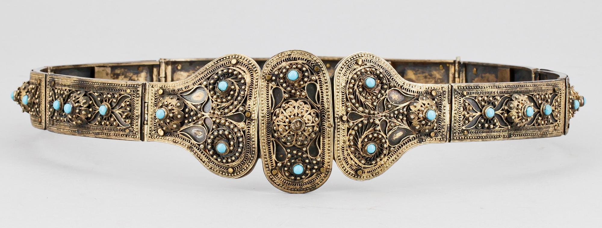 BÄLTE, silver, Kaukasien, Ryssland. 1900-talets början. Vikt ca 460g.