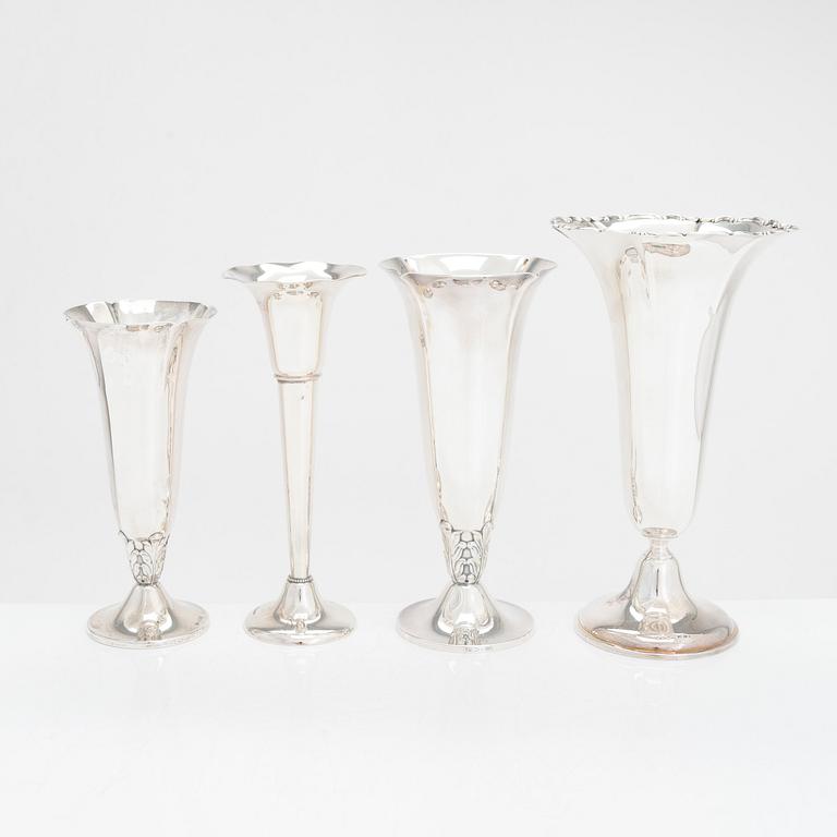 Four silver vases, Finland 1951 - 1962.