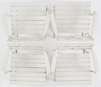 Carl Hörvik, a set of four garden chairs, possibly produced by Thulins vagnfabrik, Skillingaryd, Sweden.