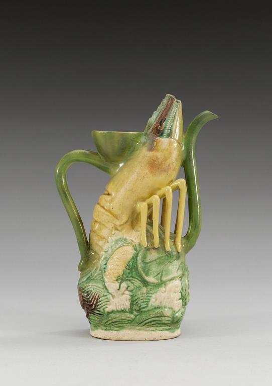 A bisquit crayfish wine ewer, Ming dynasty, Wanli (1573-1613).