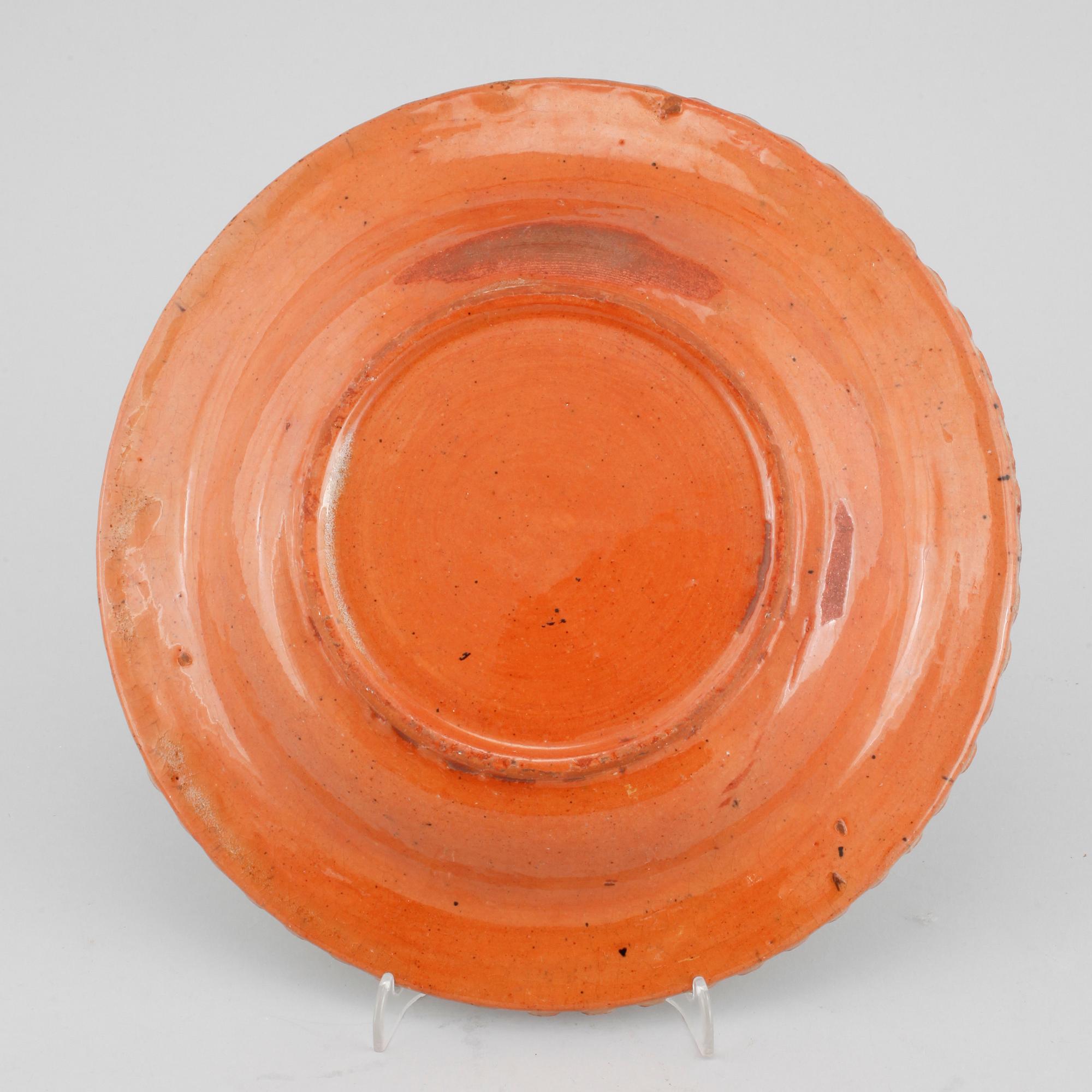 An Swedish ceramic plate, dated 1755.