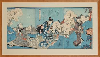 TOYOKUNI, träsnitt, Japan, 1800-tal.