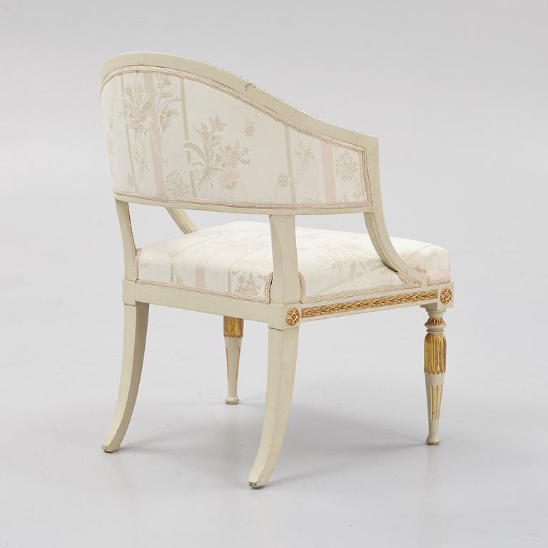 A late Gustavian open armchair, Stockholm circa 1800.