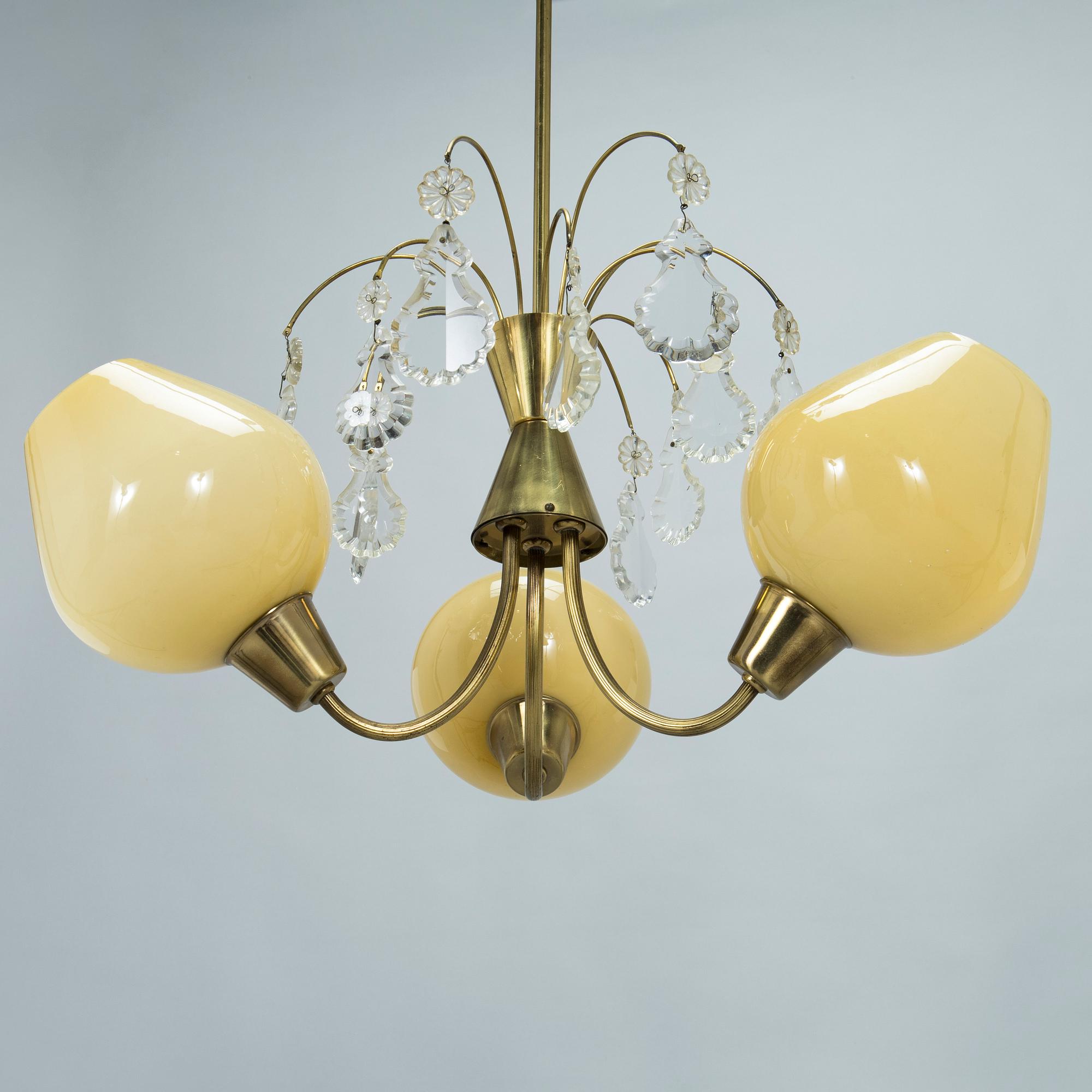 An Idman model K1-3/3 ceiling lamp, mid-20th century.