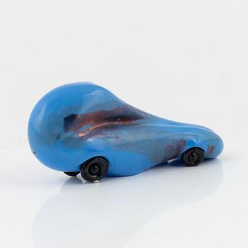 Olle Brozén, a signed glass car sculpture, Kosta Boda, limited edition.