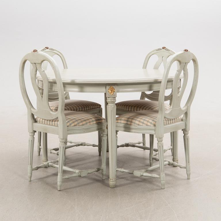 Dining group, 5 pcs, Gustavian style, K.A Roos, Helsingborg, later half of the 20th century.