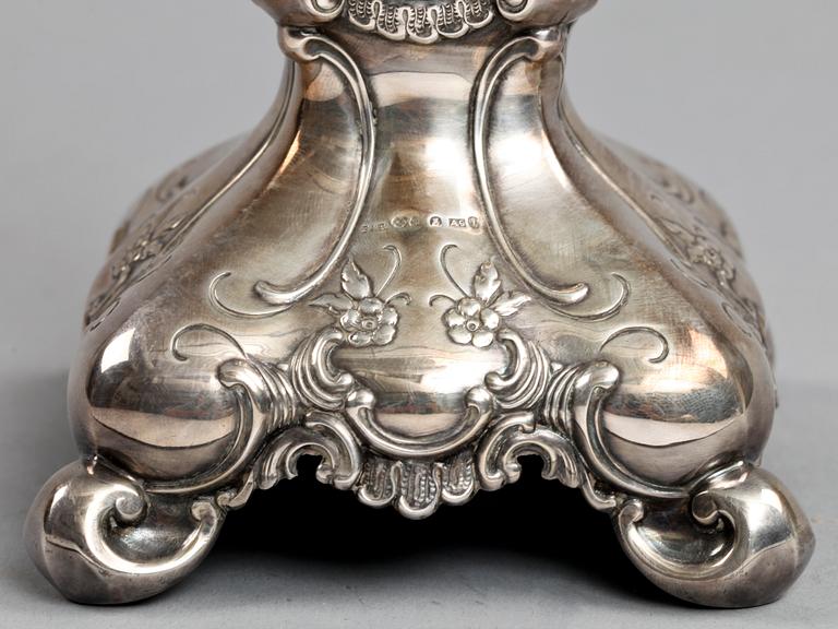LJUSSTAKE, silver, barockstil,  GAB, Stockholm 1951.