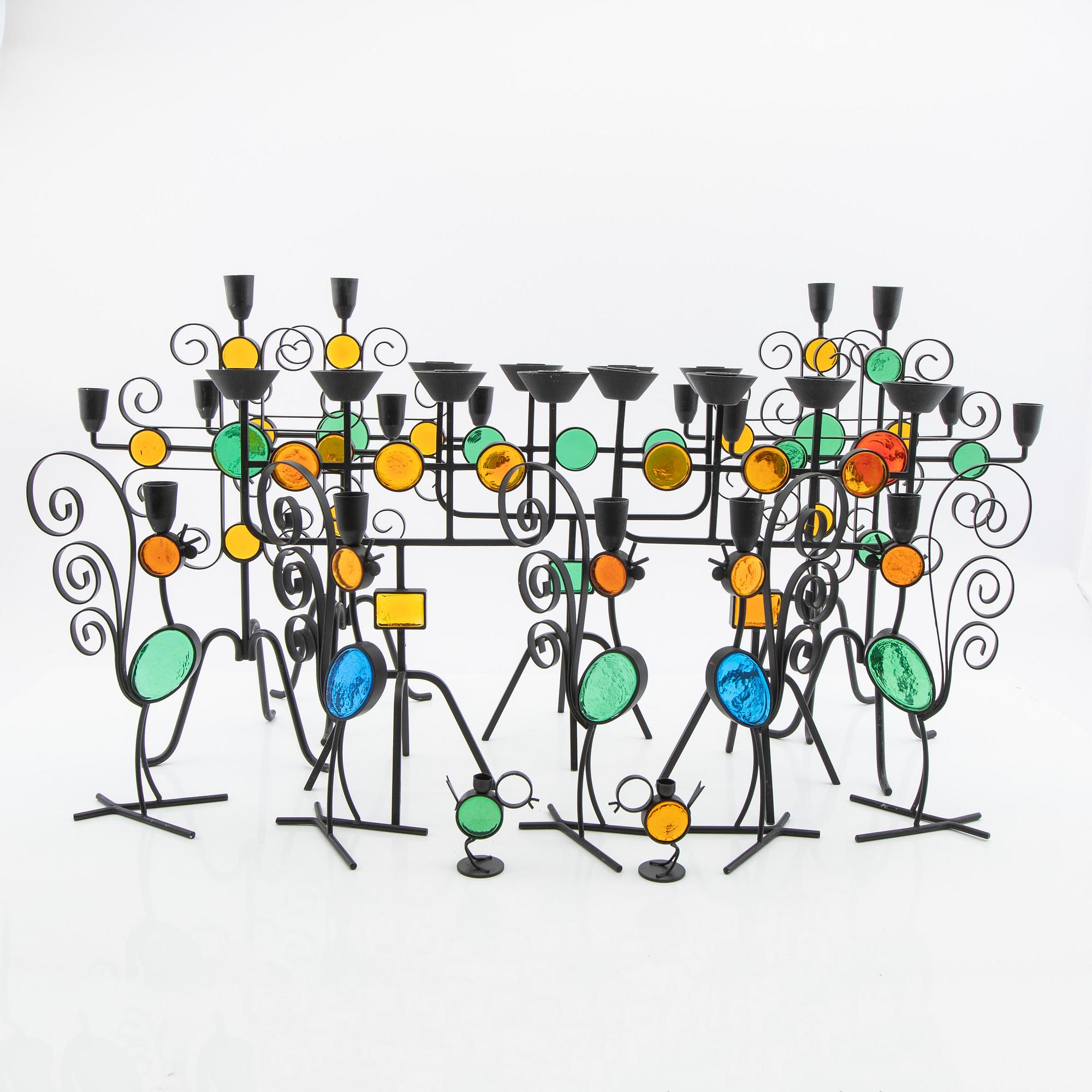 Gunnar Ander, Collection of Candleholders / Candelabra, 14 pieces, Ystad Metall.