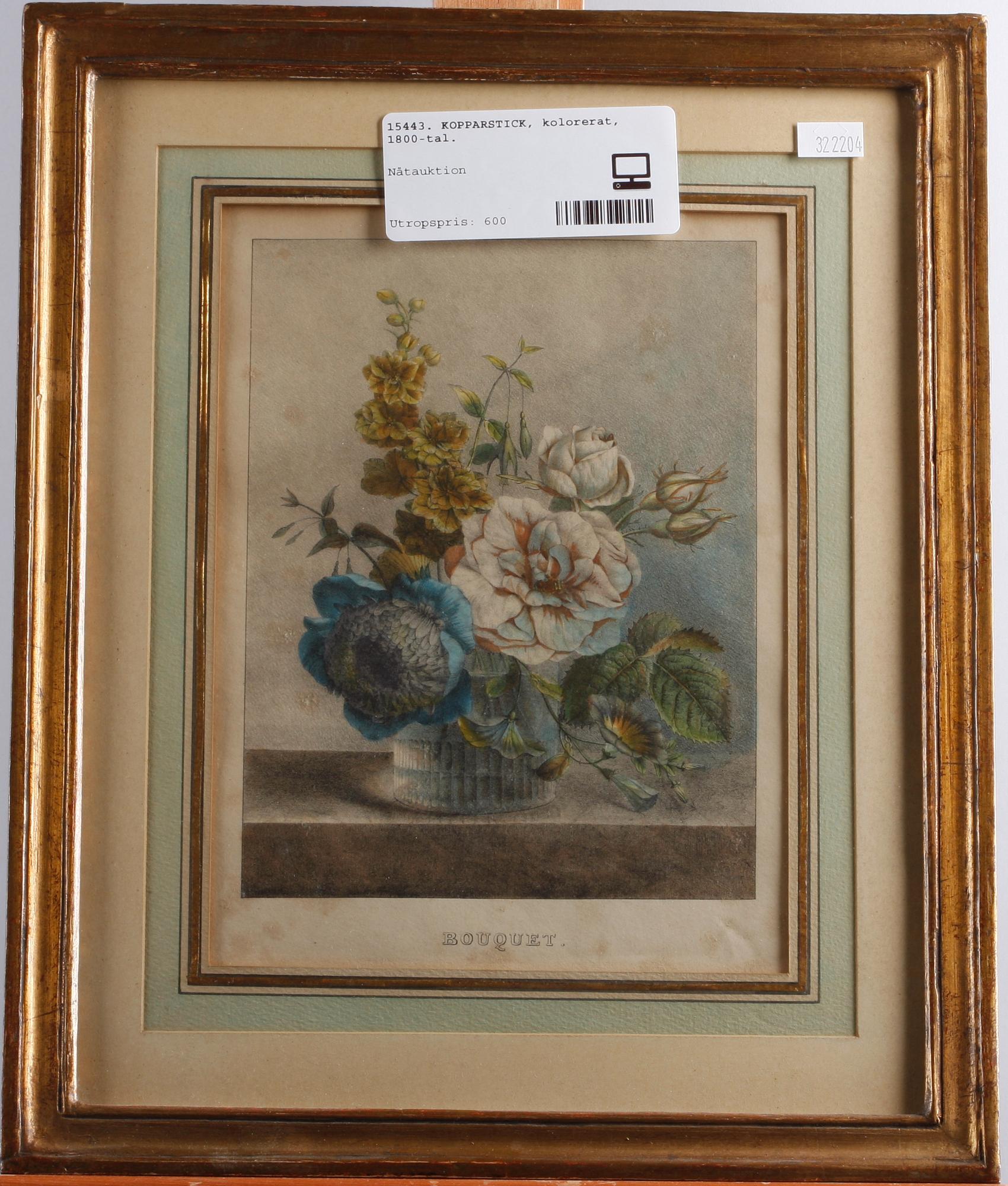 KOPPARSTICK, kolorerat, 1800-tal.