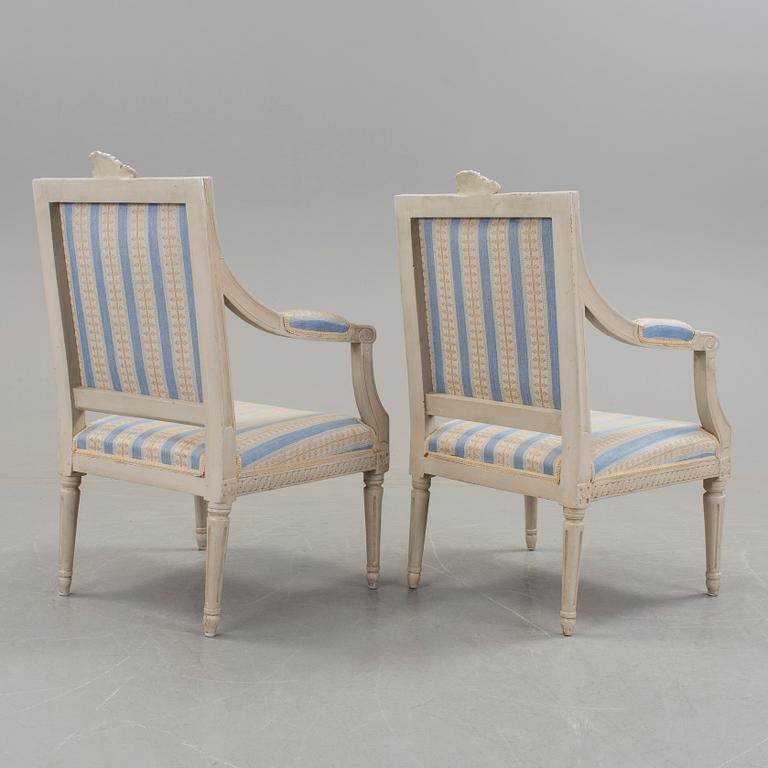 A PAIR SWEDISH GUSTAVIAN ARMCHAIRS, late 18th century.