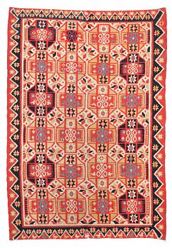 1178. BED COVER, double-interlocked tapestry. 165 x 112,5 cm. Scania, Sweden, around 1830. Färs/Gärds/Villands district.