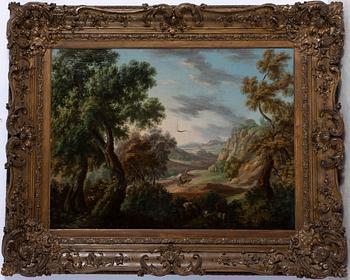 Jan Wildens, follower of, Expansive landscape with figures.