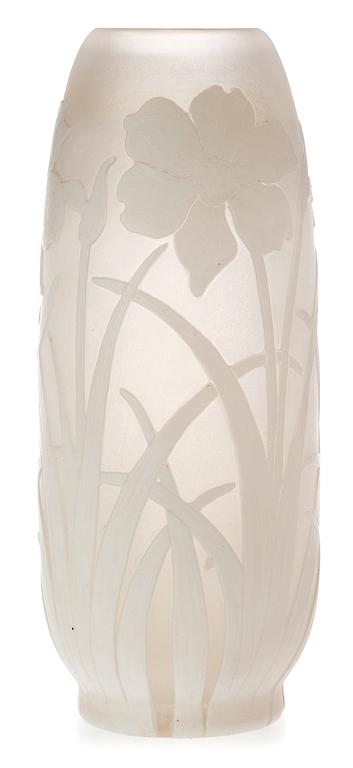 A Karl Lindeberg Art Nouveau cameo glass vase, Kosta.