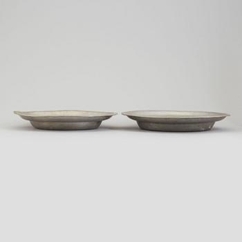 Five pewter dishes, second half of the 19th century and 20th century.
