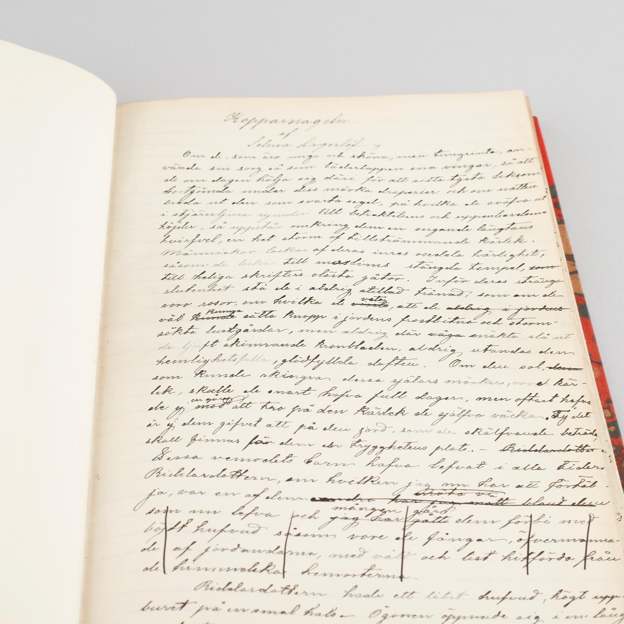 MANUSCRIPT, original by Selma Lagerlöf (1858-1940), "Kopparnageln".