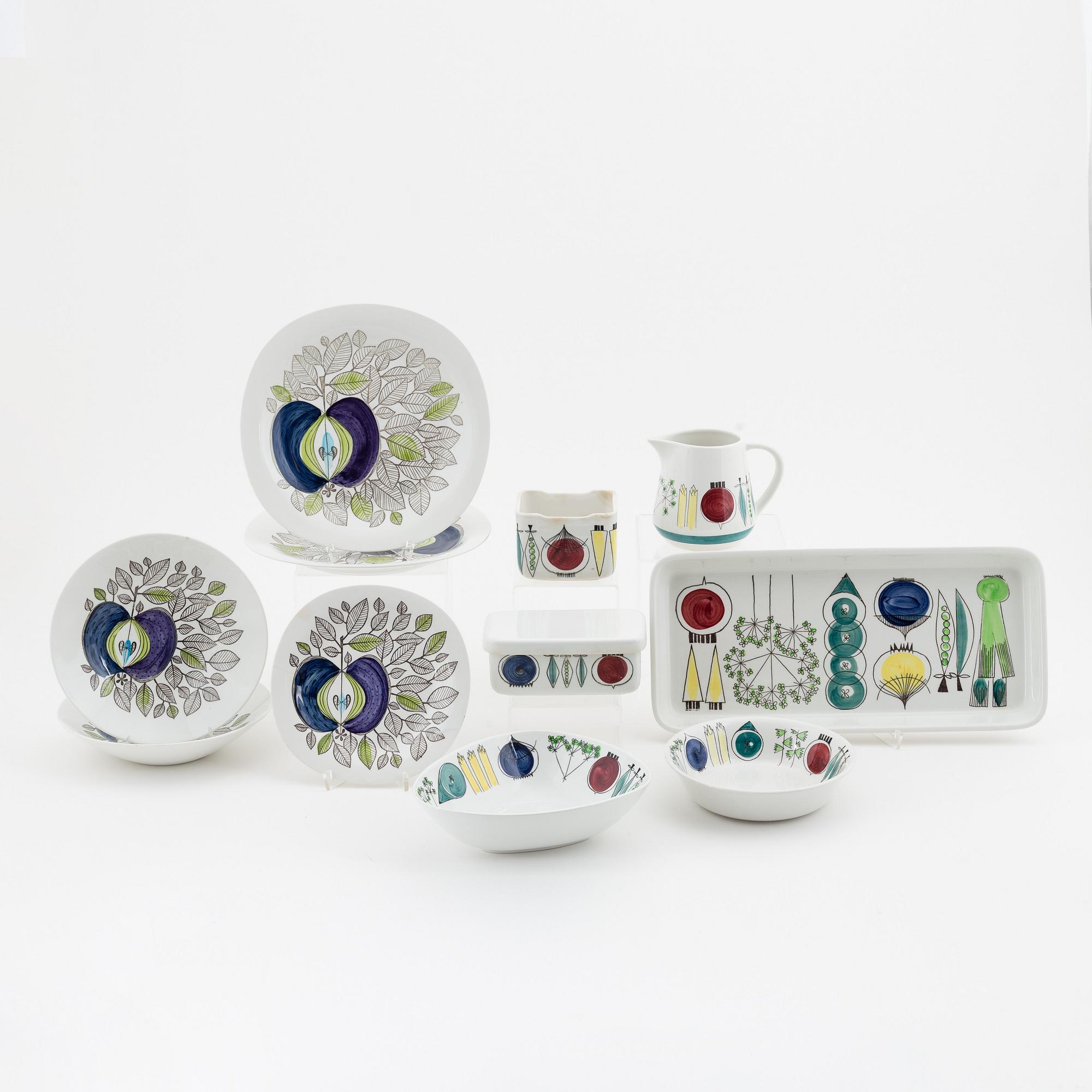 Marianne Westman, a 6-piece 'Picknick' service and Sigrid Richter, a 5-piece 'Eden' service, Rörstrand.