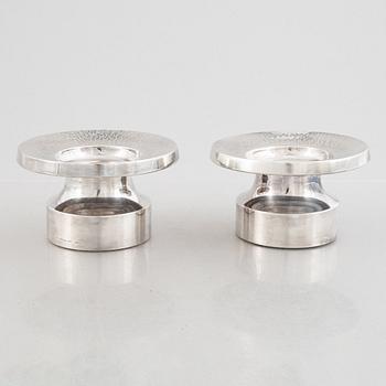 A pair of Swedish silver candlesticks, marks of Eric Löfman, MGAB, Uppsala 1973.