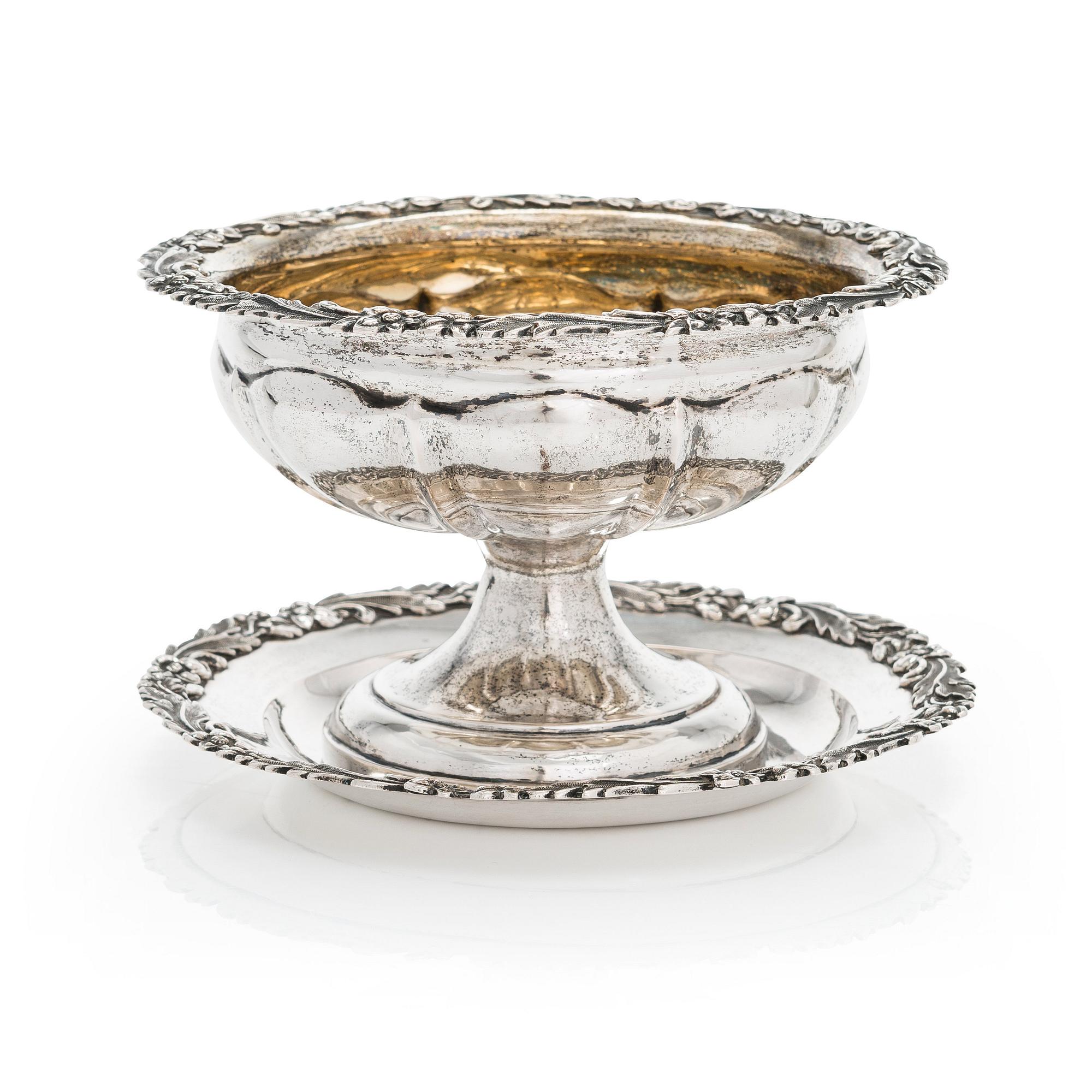 Roland Mellin, Skål på fat, silver, Helsingfors 1840.