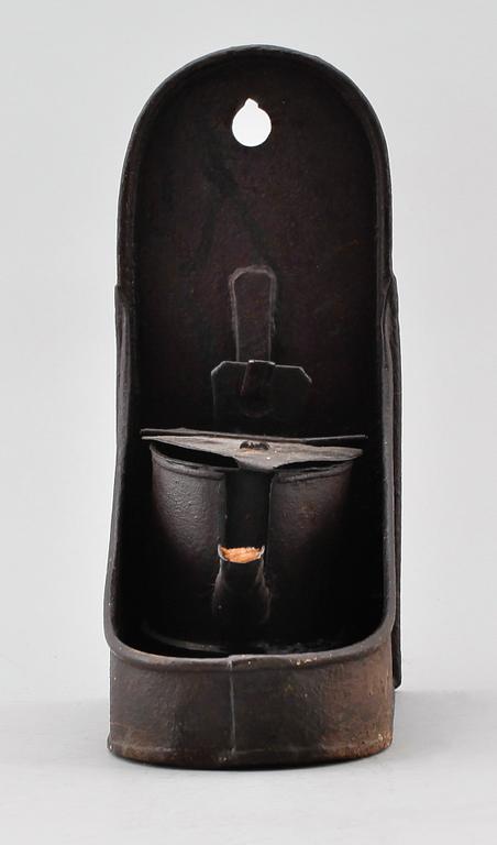 OLJELAMPA, plåt och smide, 1700-tal.