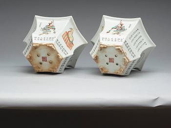 A pair of flower pots with stands, China, 20th Century.