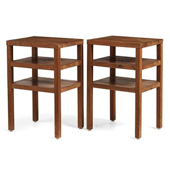 279. Axel Einar Hjorth, a pair of stained pine side tables "Sport", Nordiska Kompaniet, Sweden 1930's.