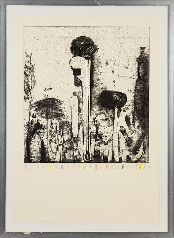 Jim Dine, etching with hand-coloring, 1974-76, signed 10/30.