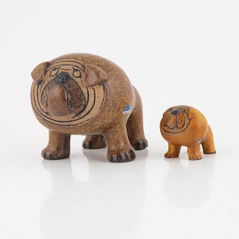 Lisa Larson, a pair of figurines,  "Bulldog", Gustavsberg, Sweden.