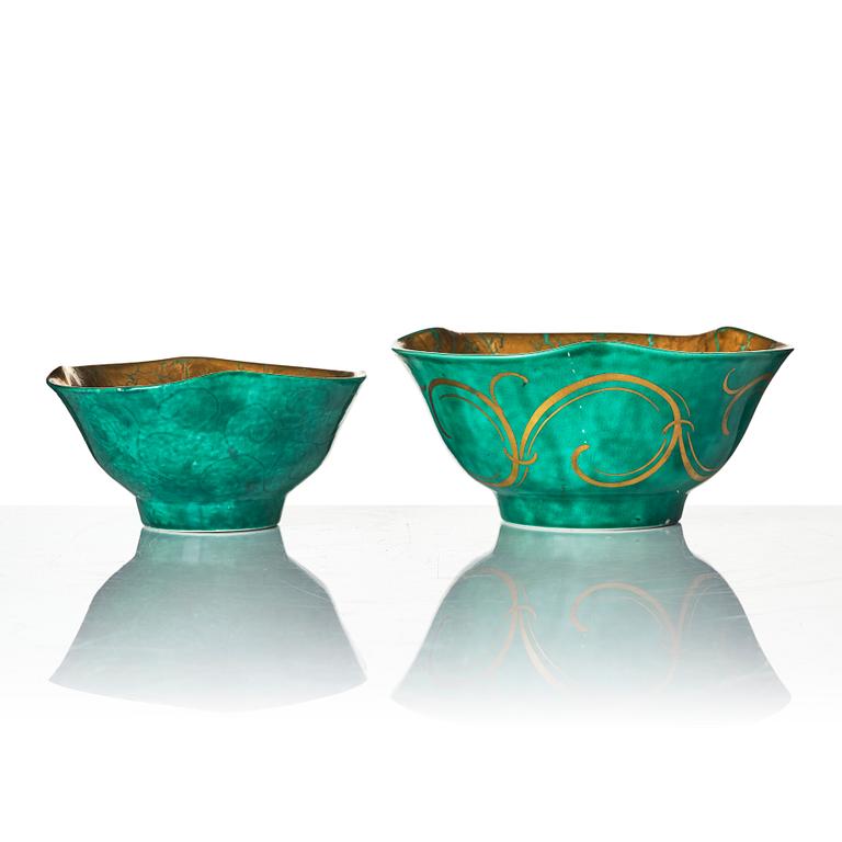 Wilhelm Kåge, outer casing, 2 pieces and bowls, 3 pieces, stoneware, Gustavsberg, most dated 1927-29.