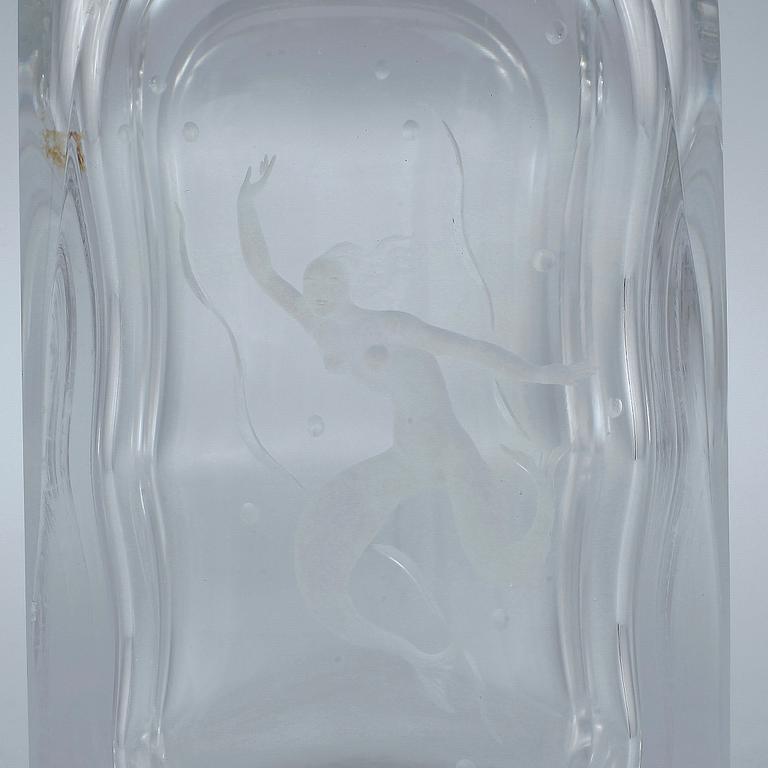 VAS samt FLASKA, glas, Vicke Lindstrand.