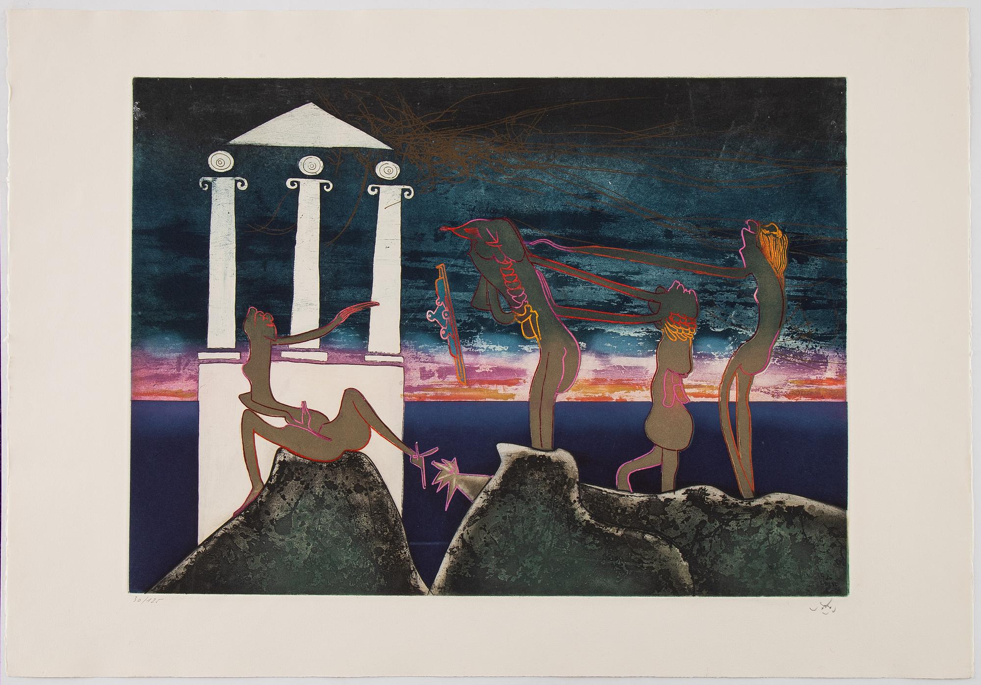 Roberto Matta, mapp med 10 st färgakvatinter, 1975, signerade med blyerts 30/125.