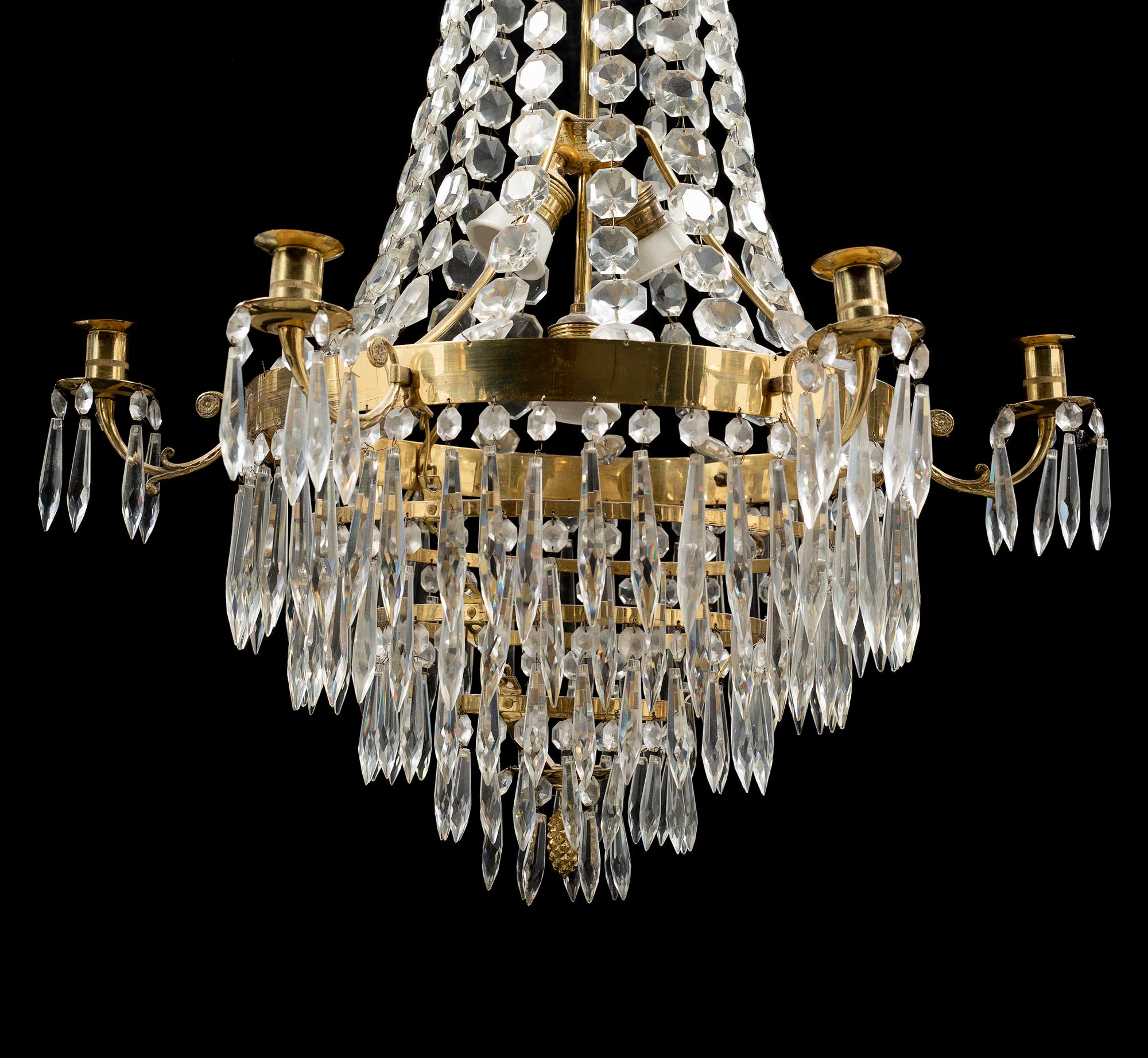 An empire style chandelier from the second half of the 20th century.