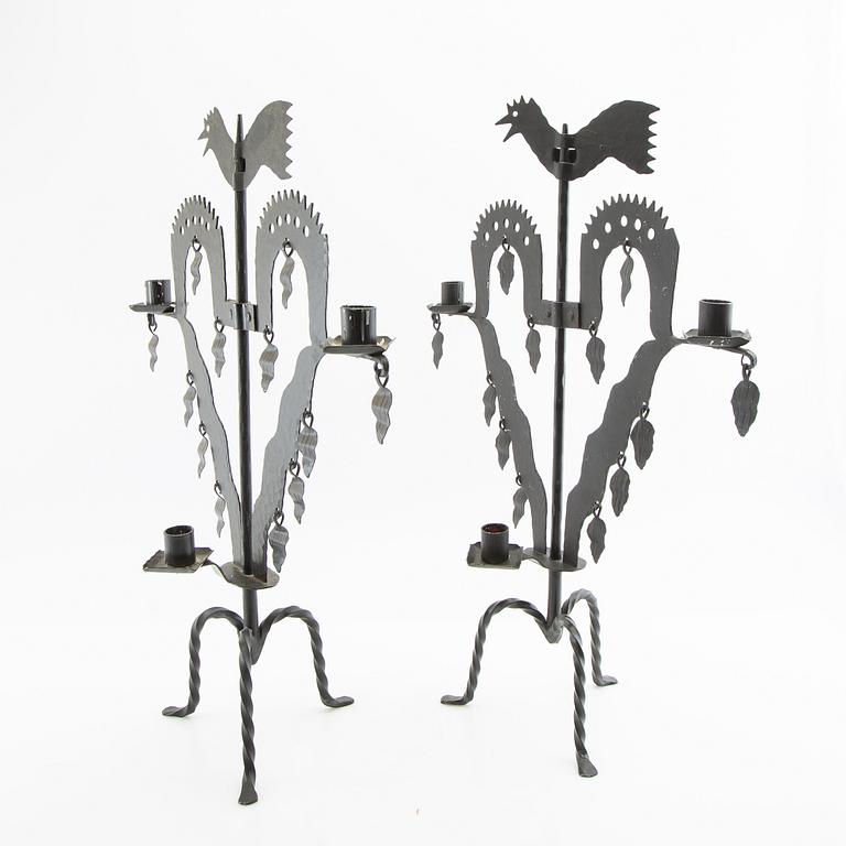 Gustaf Ankarcrona candelabrum, a pair of candlesticks by Käck & Hedby, Leksand, 20th century.