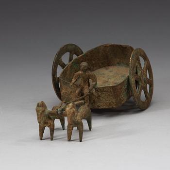 A bronze carriage pulled by horses, presumably Scythian, about 700 B.C. - 200 A.D.