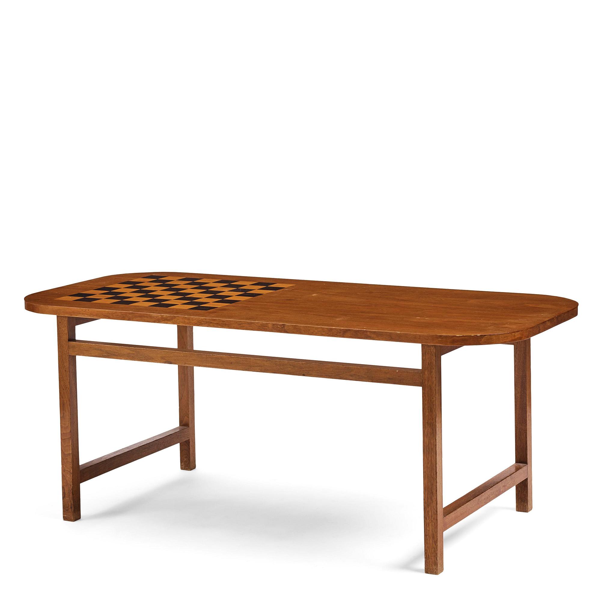 Josef Frank, a mahogany table with inlaid chessboard model "B 552", Firma Svenskt Tenn, 1940s-50s.