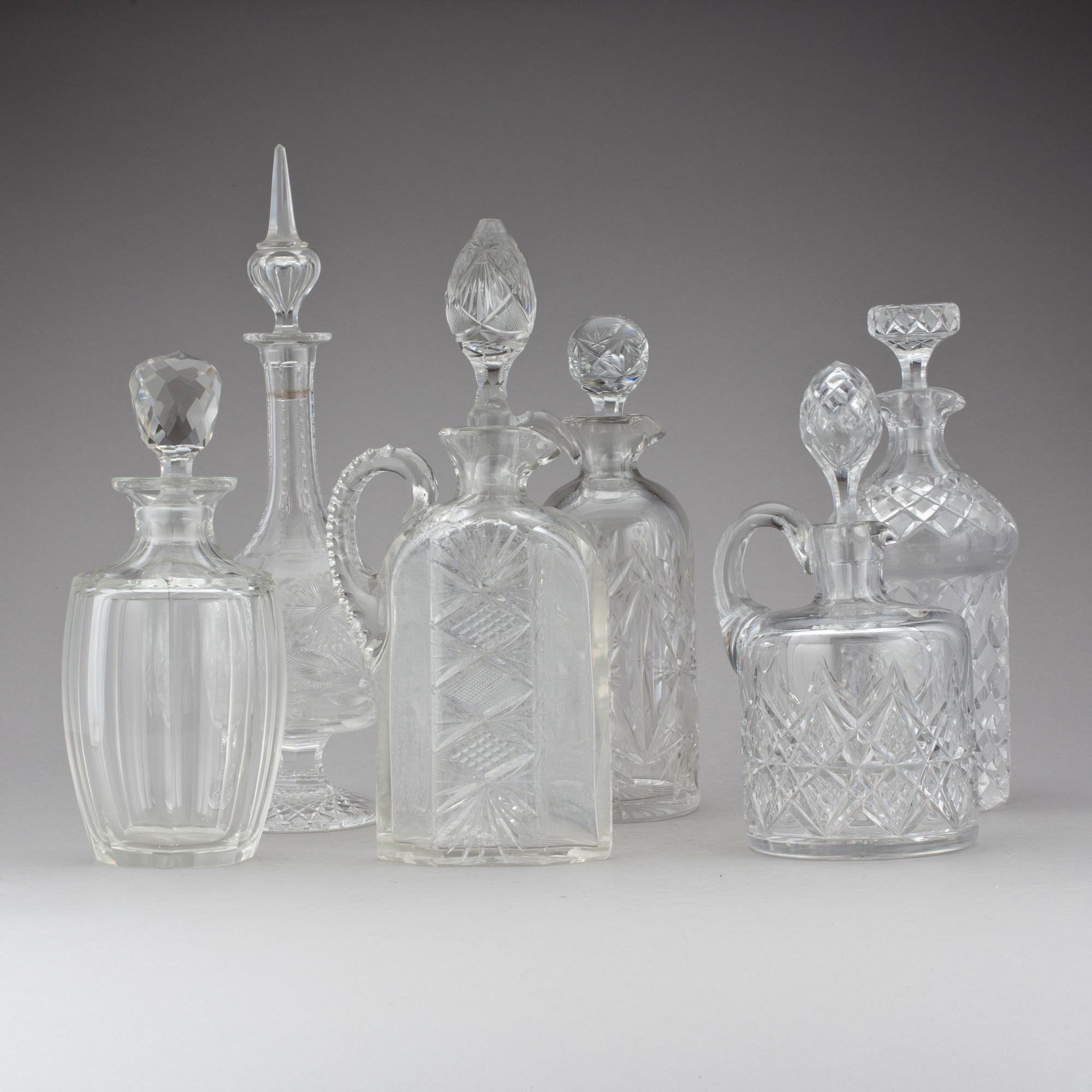 KARAFFER, 6 st, glas, 1900-tal.