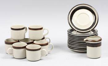 KAFFESERVIS, 10 delar, porslin, Arabia, 1970-tal, "Karelia".