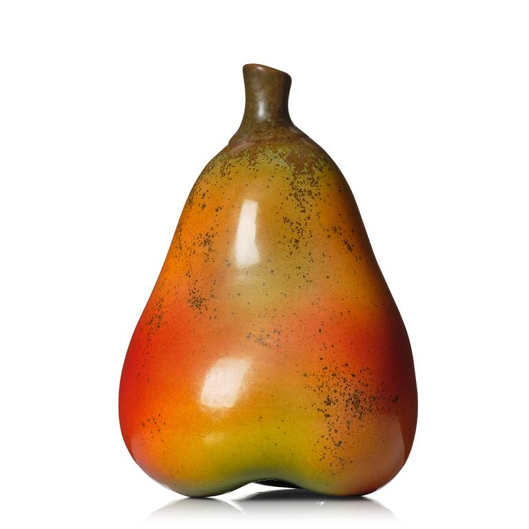 Hans Hedberg, a faience sculpture of a pear, Biot, France 1980s..