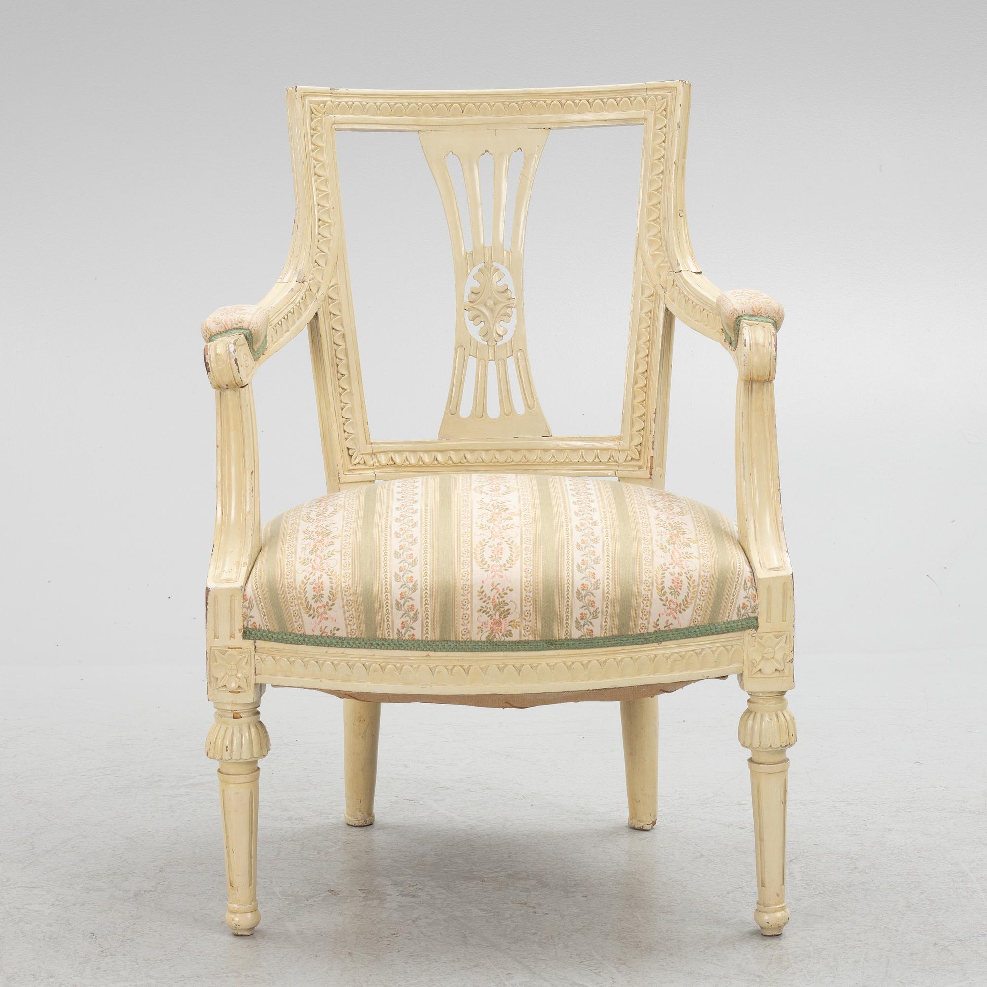 A Gustavian chair, circa 1800.