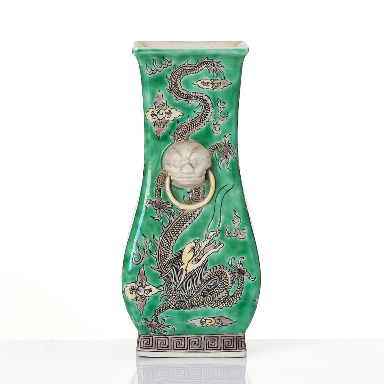 A famille verte bisquit vase, Qing dynasty, Kangxi (1662-1722).