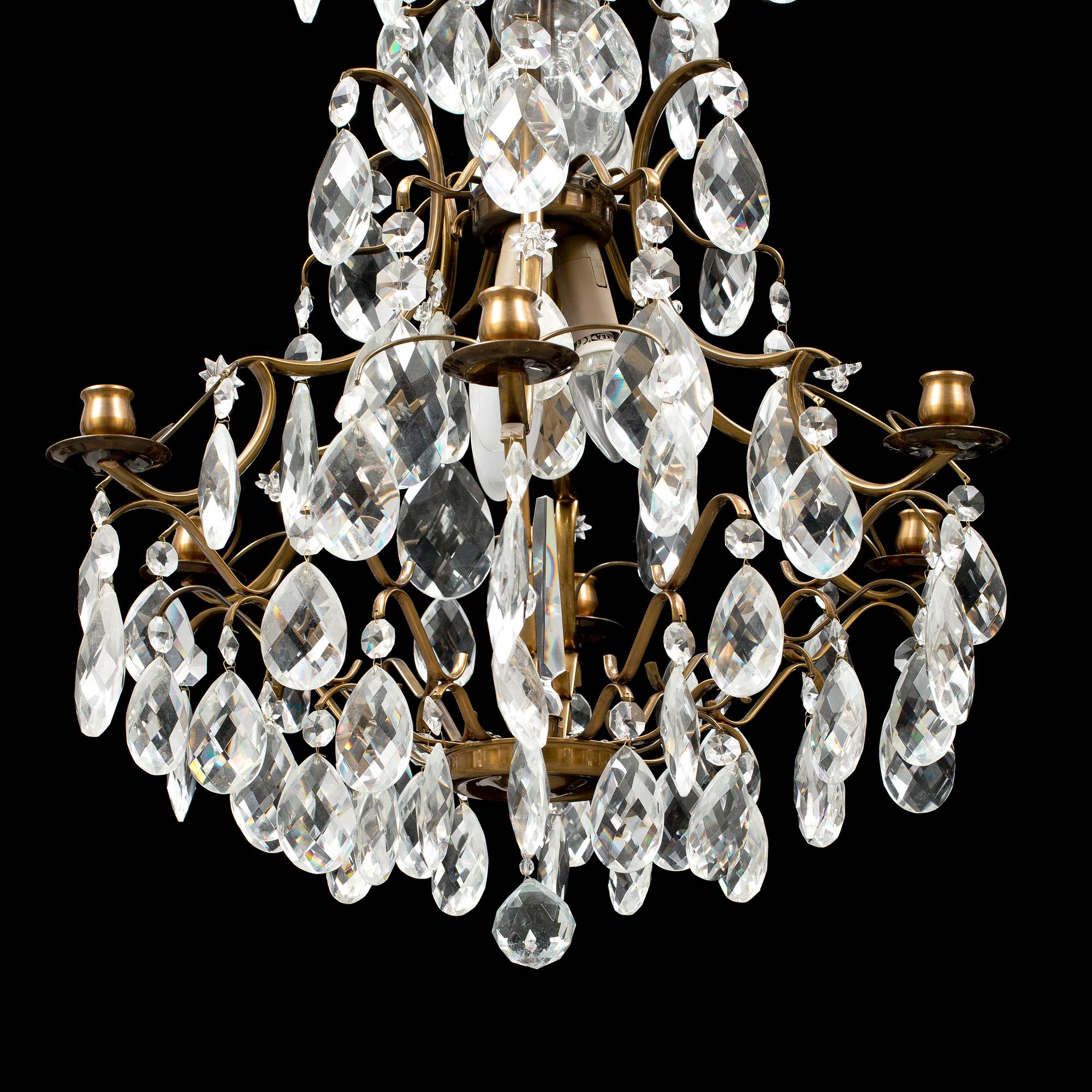 A rococo style chandelier, late 20th century.