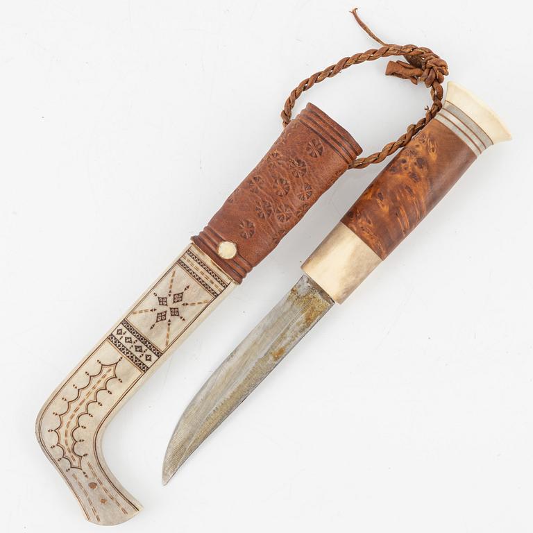 Lars Levi Sunna, a reindeer horn knife, signed.