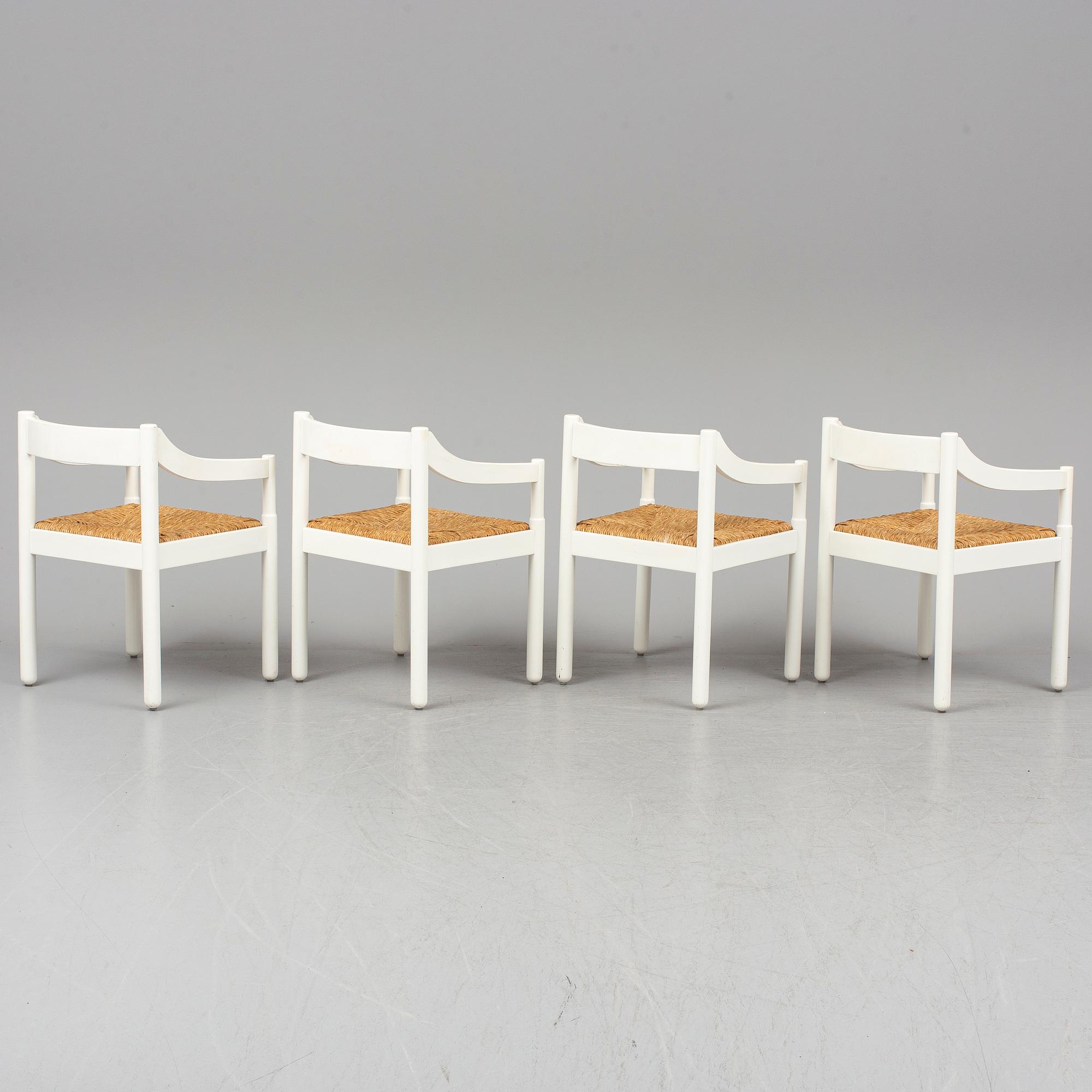 VICO MAGISTRETTI, stolar, 4 st, "Carimate", Cassina, Italien.